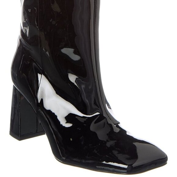 Good American Black Patent Leather Boots Size  Square Toe  NEW NIB - Picture 3 of 11